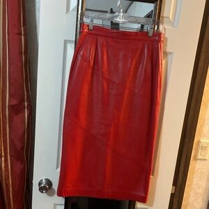 Red leather skirt